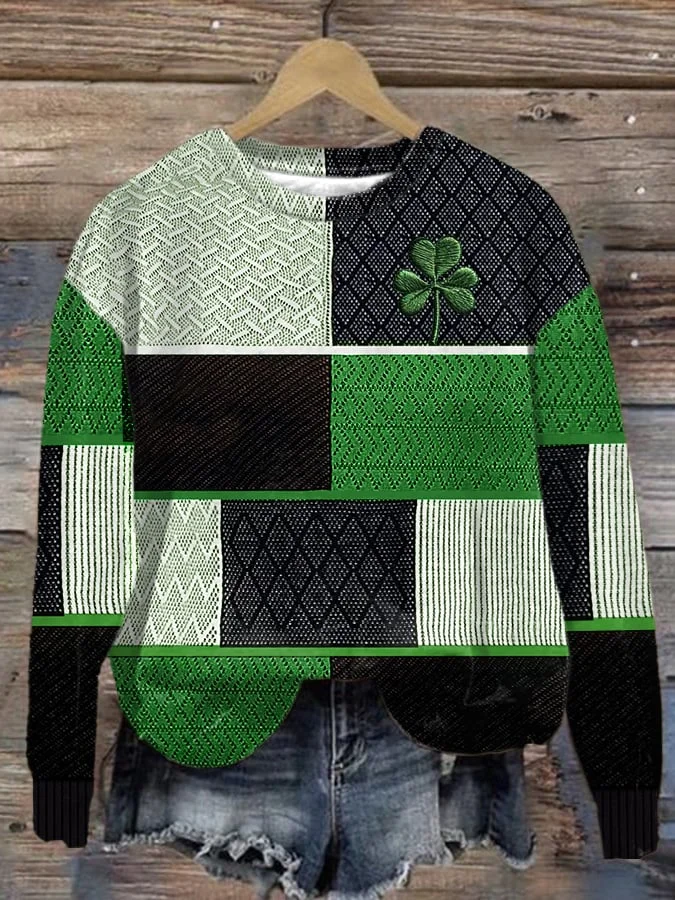 Women's Festival Shamrock Crew Neck Casual Spring/Fall Long Sleeve Sweatshirt