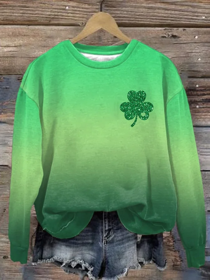 Women's Shamrock Crew Neck Casual Spring/Fall Long Sleeve Sweatshirt