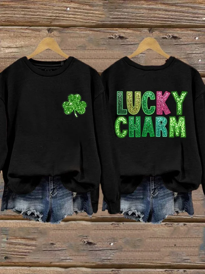 Women's Shamrock Crew Neck Casual Spring/Fall Long Sleeve Sweatshirt