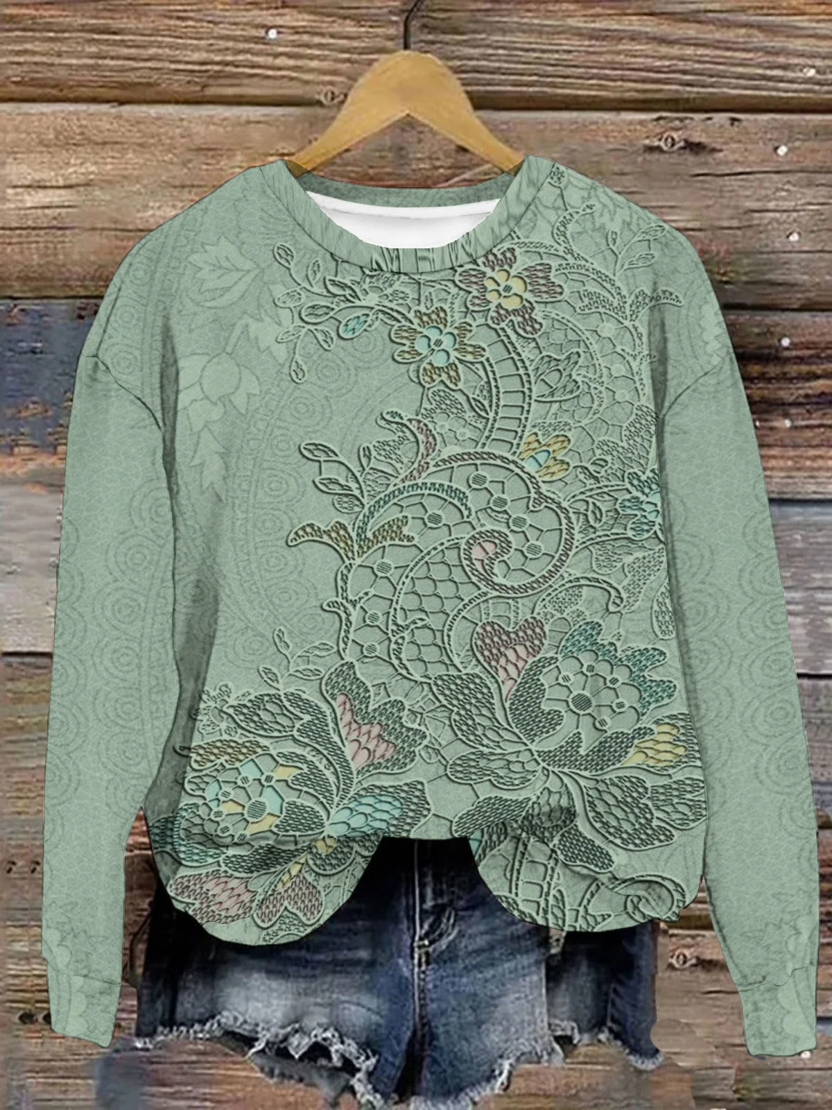 Women's Crew Neck Floral Casual Spring/Fall Long Sleeve Sweatshirt