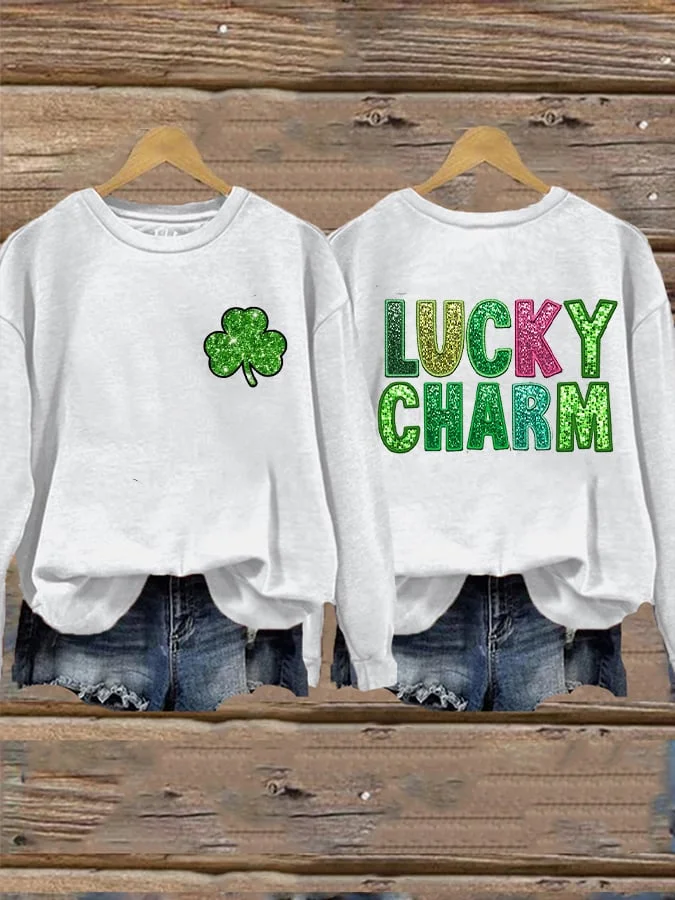 Women's Shamrock Crew Neck Casual Spring/Fall Long Sleeve Sweatshirt