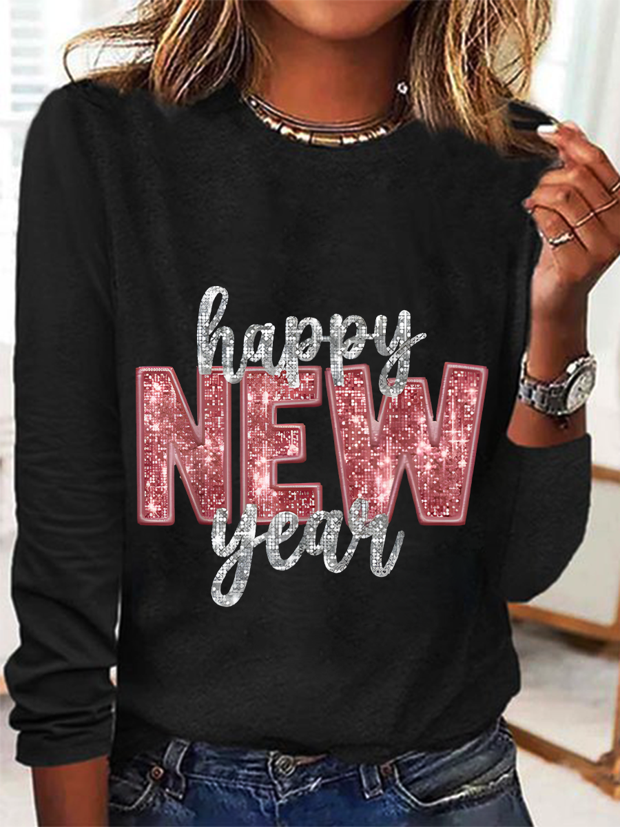 Women's Long Sleeve Blouse Spring/Fall Text Letters Crew Neck Daily Going Out Casual Top