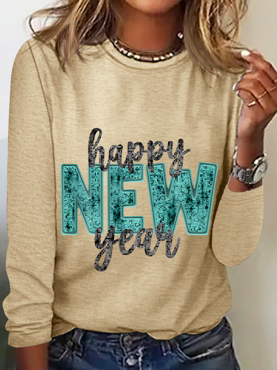 Women's Long Sleeve Blouse Spring/Fall Text Letters Crew Neck Daily Going Out Casual Top