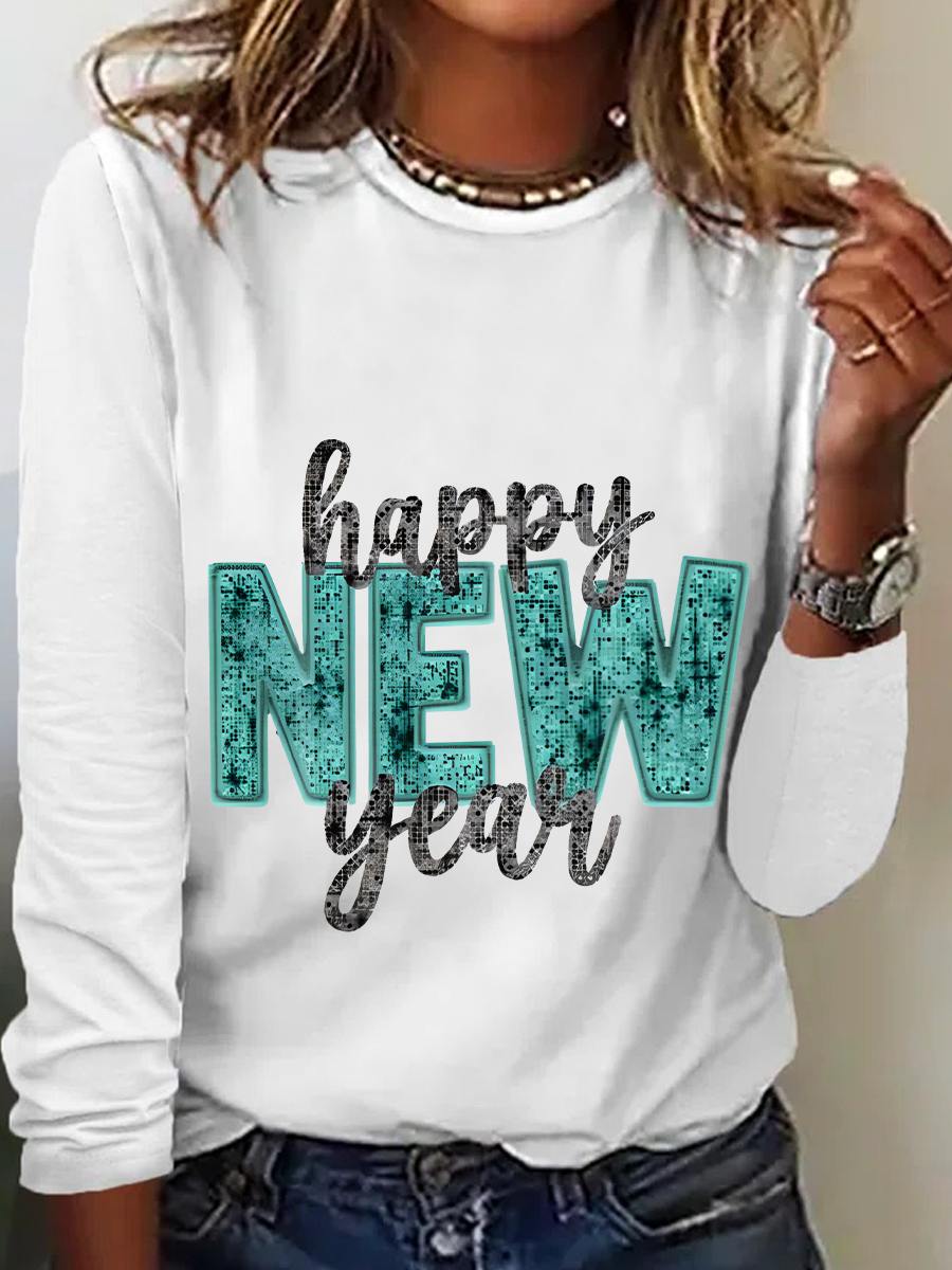 Women's Long Sleeve Blouse Spring/Fall Text Letters Crew Neck Daily Going Out Casual Top