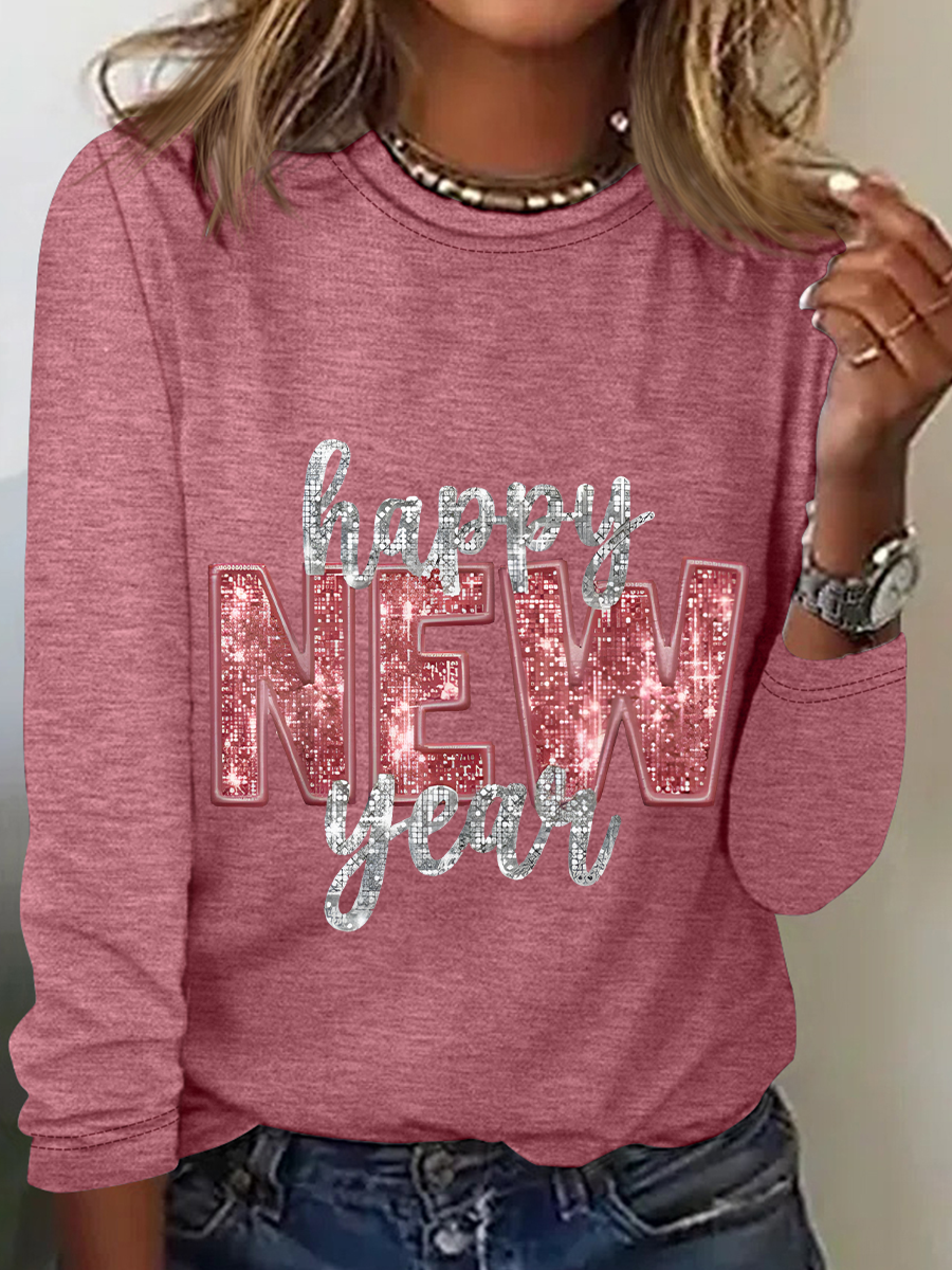 Women's Long Sleeve Blouse Spring/Fall Text Letters Crew Neck Daily Going Out Casual Top