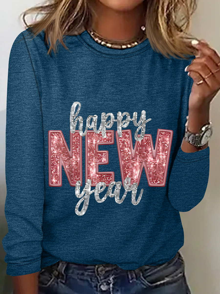 Women's Long Sleeve Blouse Spring/Fall Text Letters Crew Neck Daily Going Out Casual Top