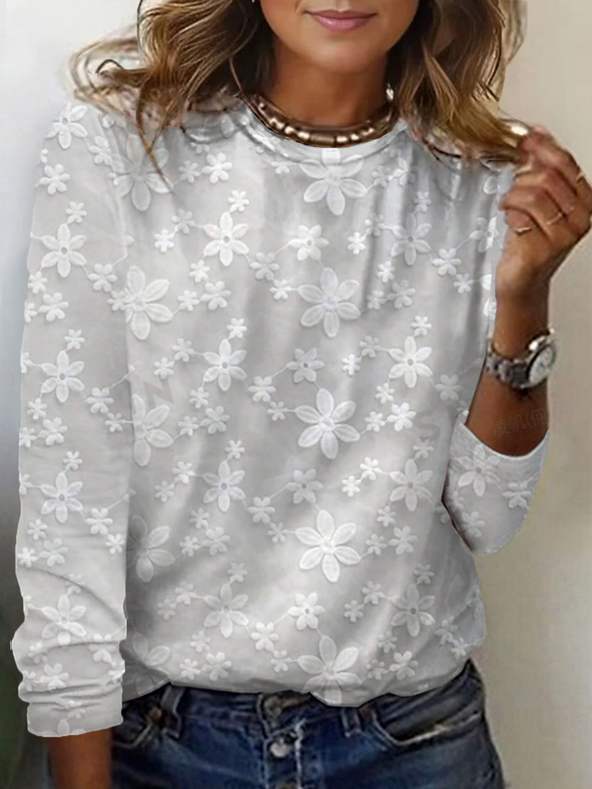 Women's Long Sleeve Tee T-shirt Spring/Fall Floral Jersey Crew Neck Daily Going Out Casual Top