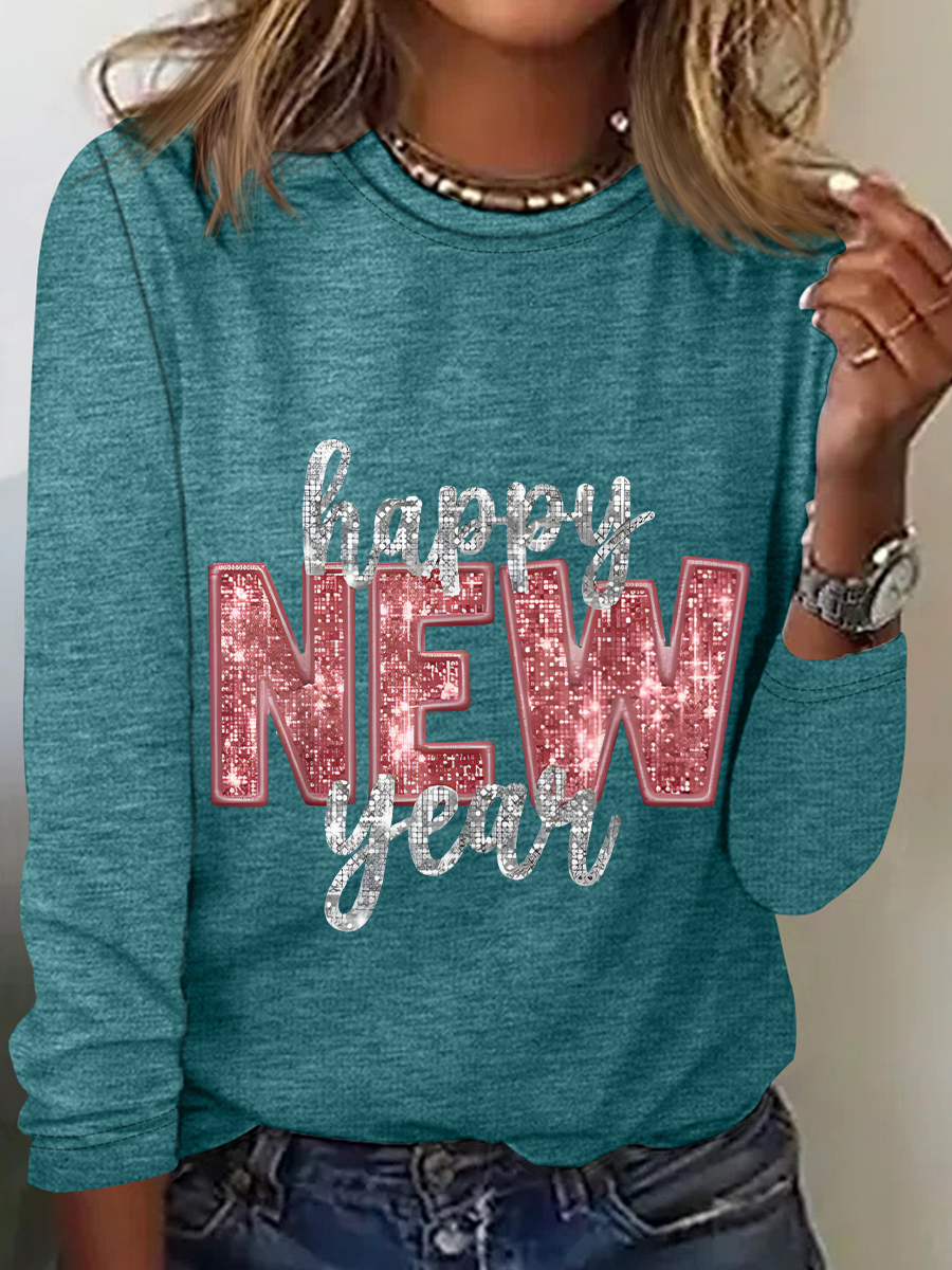 Women's Long Sleeve Blouse Spring/Fall Text Letters Crew Neck Daily Going Out Casual Top