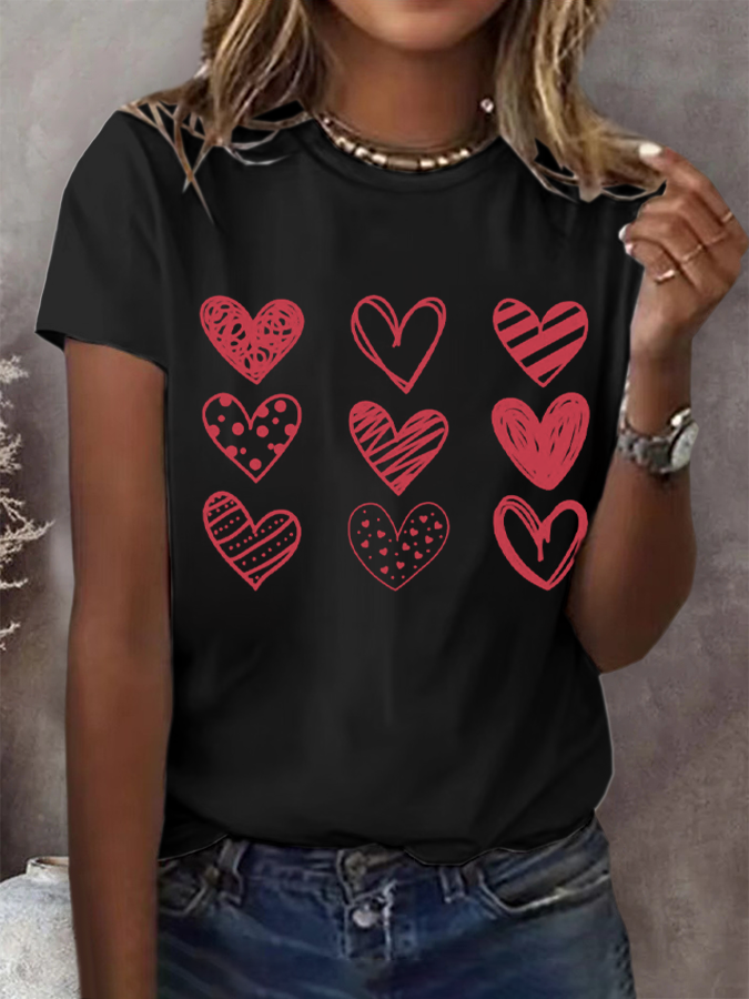 Women's Short Sleeve Tee T-shirt Summer Heart/Cordate Jersey Crew Neck Daily Going Out Casual Top