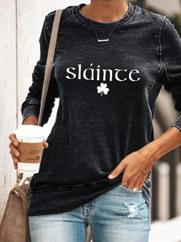 Women's Crew Neck Text Letters Printing Casual Spring/Fall Long Sleeve Sweatshirt