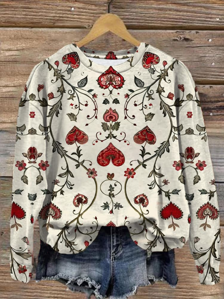 Women's Crew Neck Heart/Cordate Printing Casual Spring/Fall Long Sleeve Sweatshirt