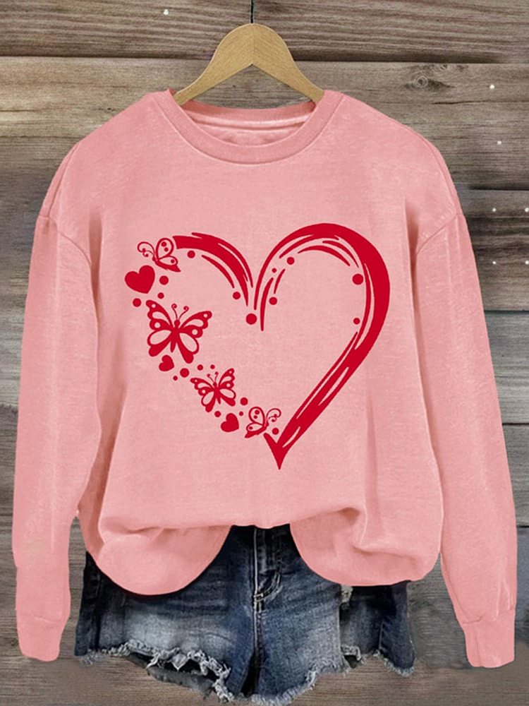 Women's Crew Neck Butterfly Printing Casual Spring/Fall Long Sleeve Sweatshirt