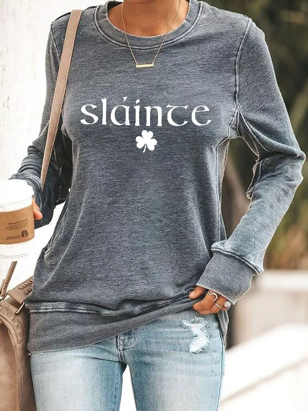 Women's Crew Neck Text Letters Printing Casual Spring/Fall Long Sleeve Sweatshirt