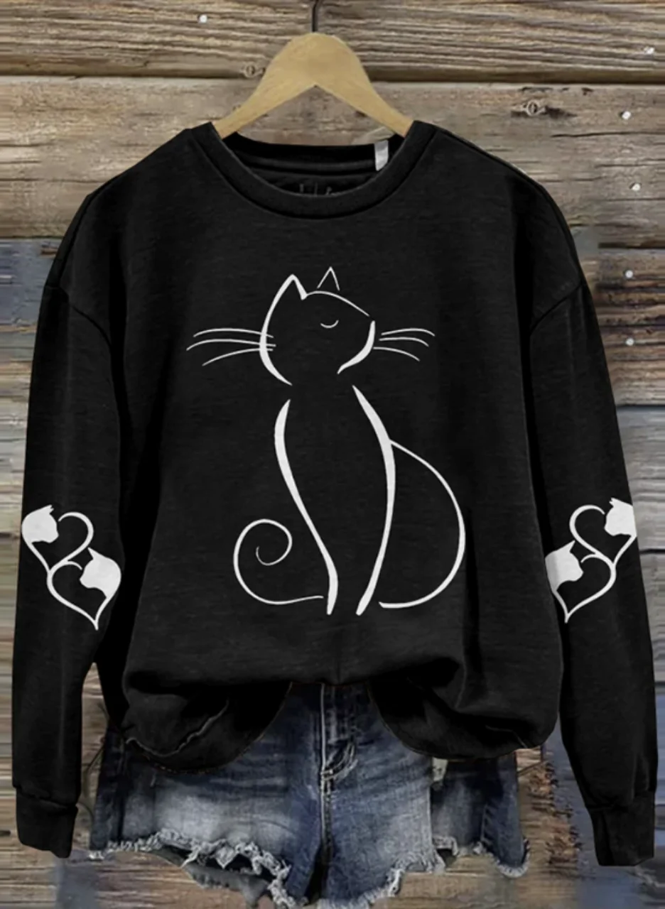 Women's Crew Neck Animal Casual Spring/Fall Long Sleeve Sweatshirt