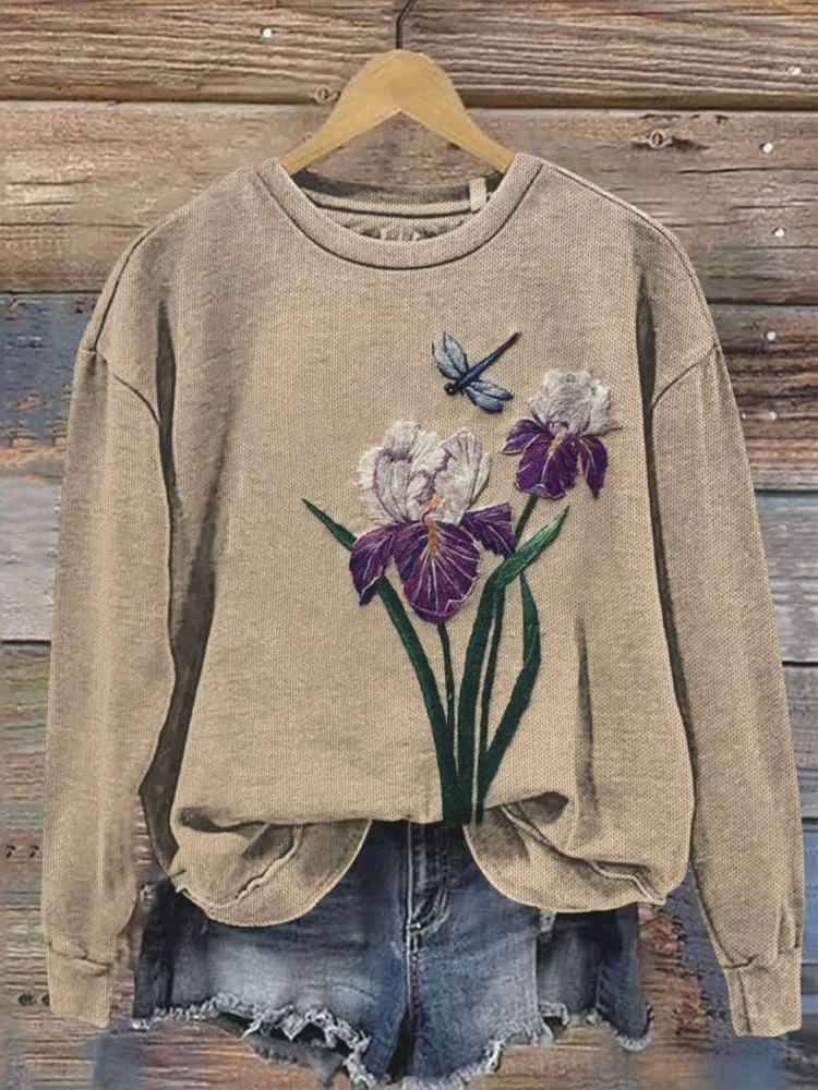 Women's Crew Neck Floral Printing Casual Spring/Fall Long Sleeve Sweatshirt