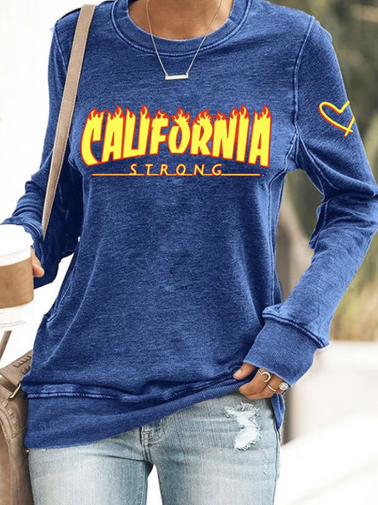 Women's Crew Neck Text Letters Vintage Spring/Fall Long Sleeve Sweatshirt