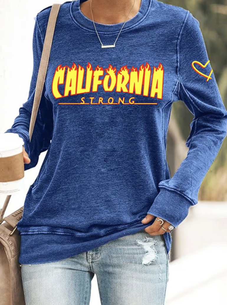 Women's Crew Neck Text Letters Vintage Spring/Fall Long Sleeve Sweatshirt