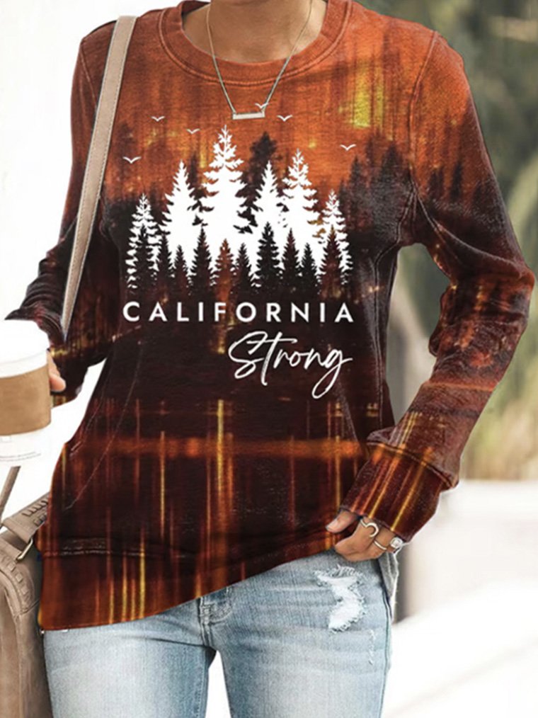 Women's Crew Neck Scenery Vintage Spring/Fall Long Sleeve Sweatshirt