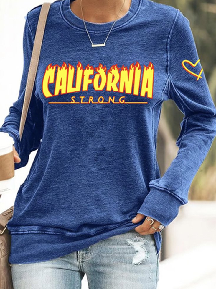 Women's Crew Neck Text Letters Vintage Spring/Fall Long Sleeve Sweatshirt