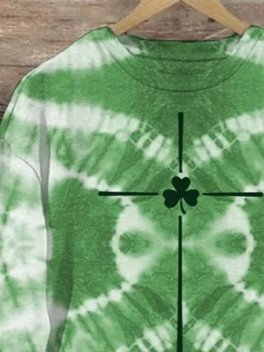 Women's Crew Neck Shamrock Printing Casual Spring/Fall Long Sleeve Sweatshirt