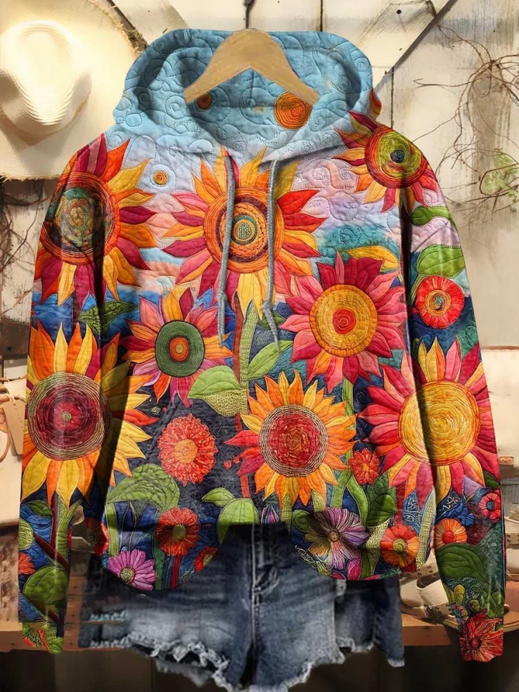 Women's Sunflower Spring/Fall Printing Long Sleeve Casual Daily Hoodie