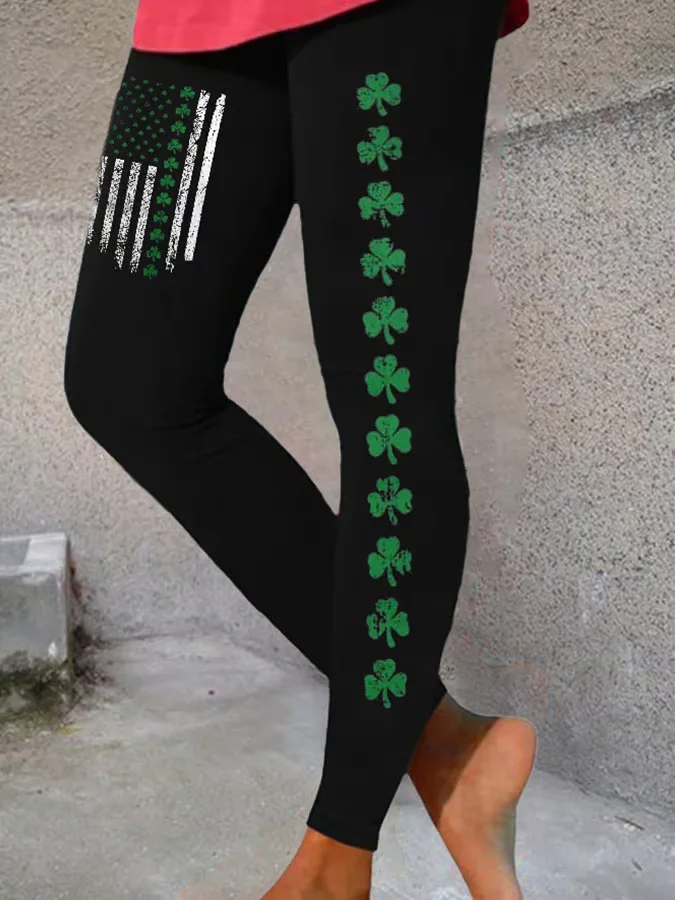 Women's Shamrock Casual All Season Printing Long Leggings