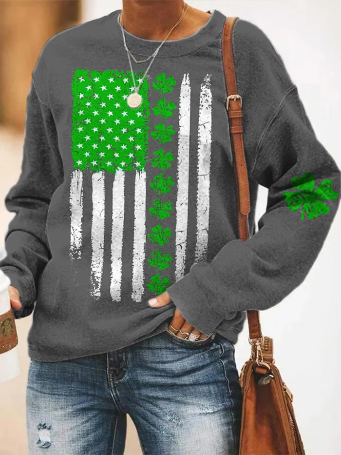 Women's Shamrock Crew Neck Printing Casual Spring/Fall Long Sleeve Sweatshirt