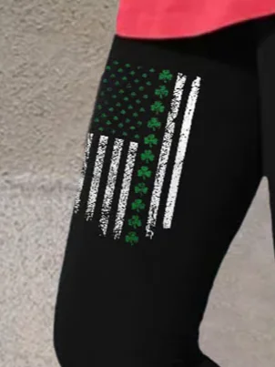 Women's Shamrock Casual All Season Printing Long Leggings