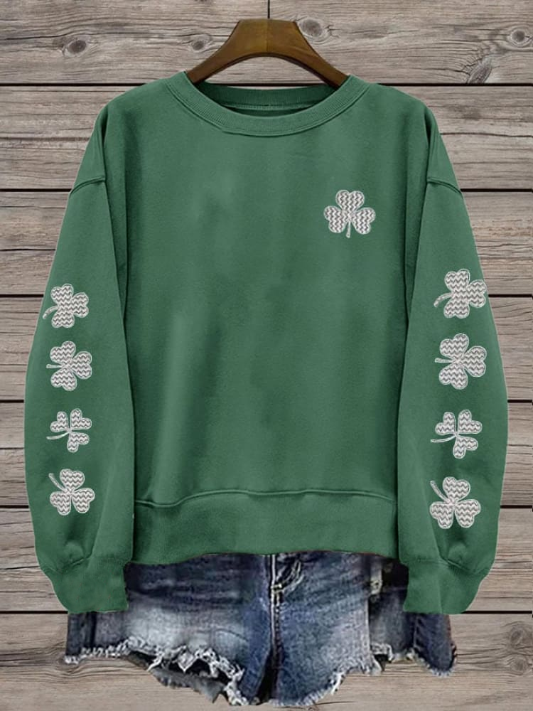 Women's Crew Neck Shamrock Printing Casual Spring/Fall Long Sleeve Sweatshirt