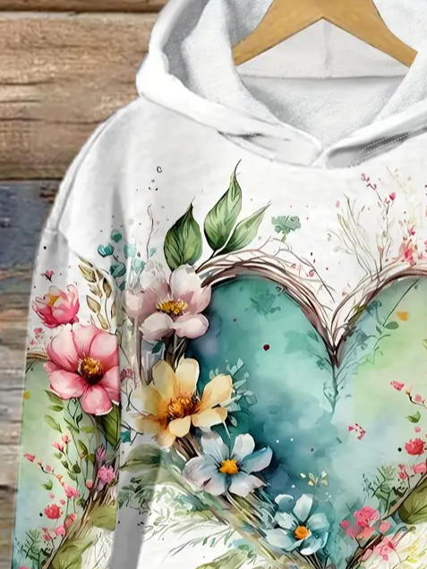 Women's Floral Spring/Fall Printing Long Sleeve Casual Daily Hoodie