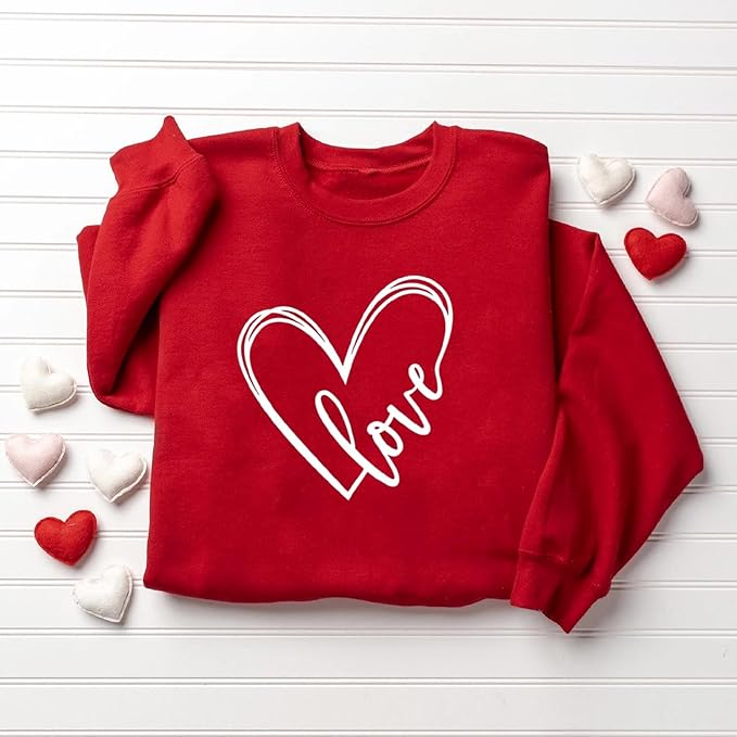 Women's Crew Neck Heart/Cordate Casual Spring/Fall Long Sleeve Sweatshirt