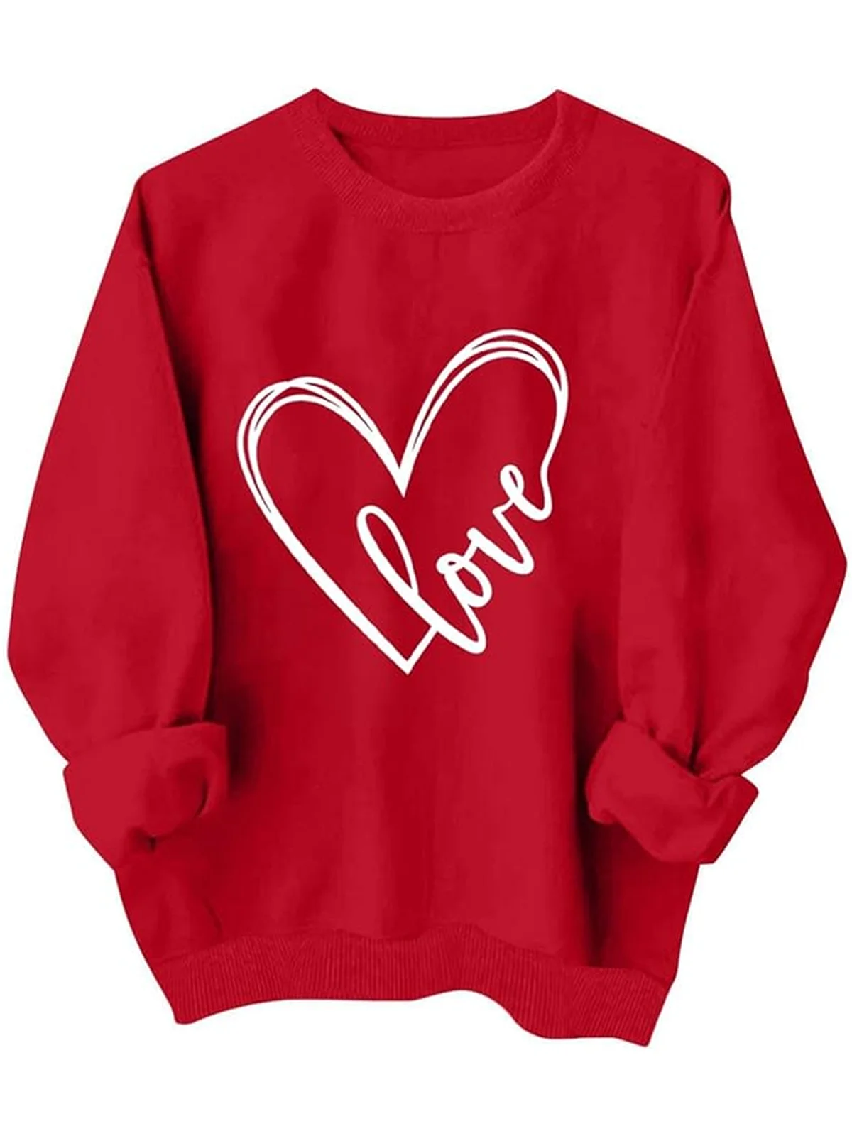 Women's Crew Neck Heart/Cordate Casual Spring/Fall Long Sleeve Sweatshirt