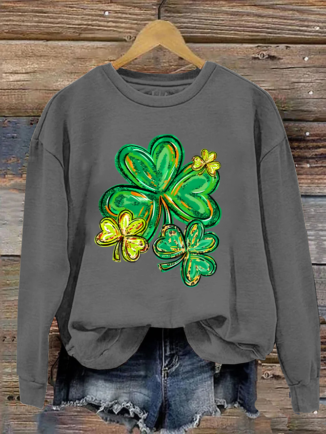 Women's Shamrock Crew Neck Casual Spring/Fall Long Sleeve Sweatshirt