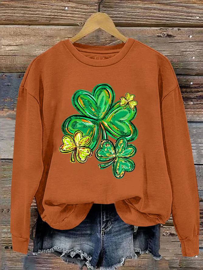 Women's Shamrock Crew Neck Casual Spring/Fall Long Sleeve Sweatshirt