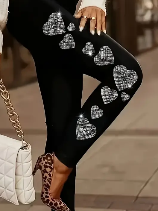 Women's Casual Heart/Cordate Jersey All Season Printing Long Leggings