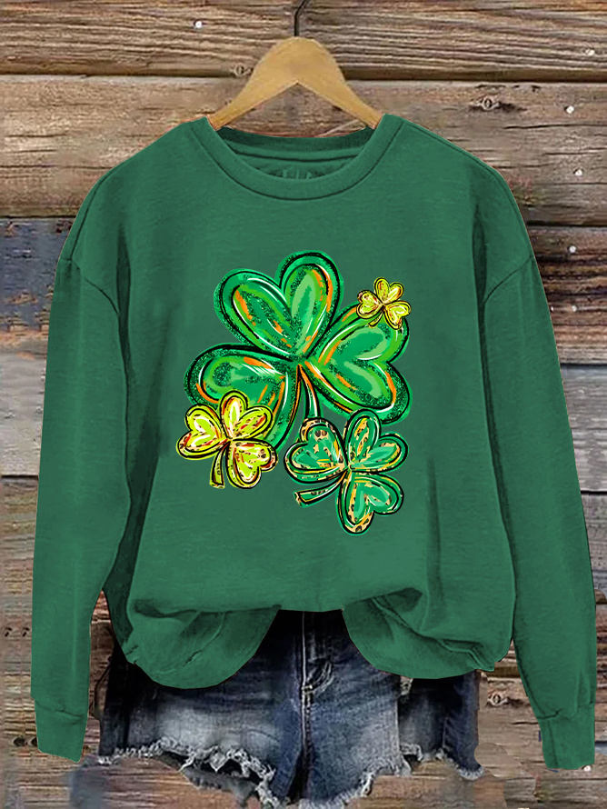 Women's Shamrock Crew Neck Casual Spring/Fall Long Sleeve Sweatshirt