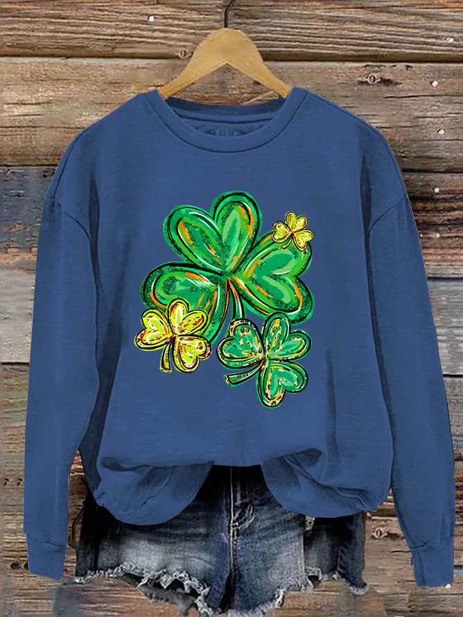 Women's Shamrock Crew Neck Casual Spring/Fall Long Sleeve Sweatshirt