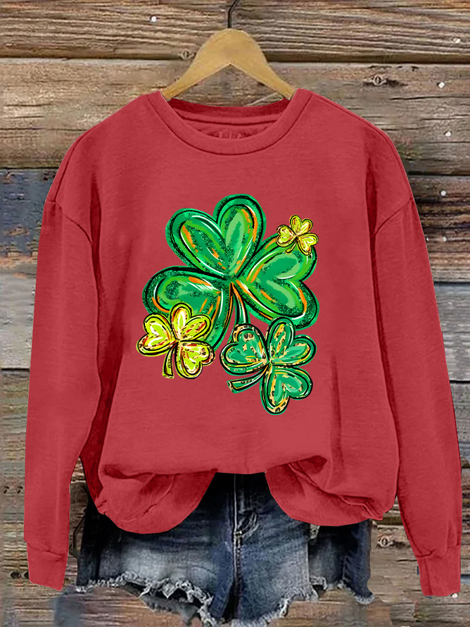 Women's Shamrock Crew Neck Casual Spring/Fall Long Sleeve Sweatshirt