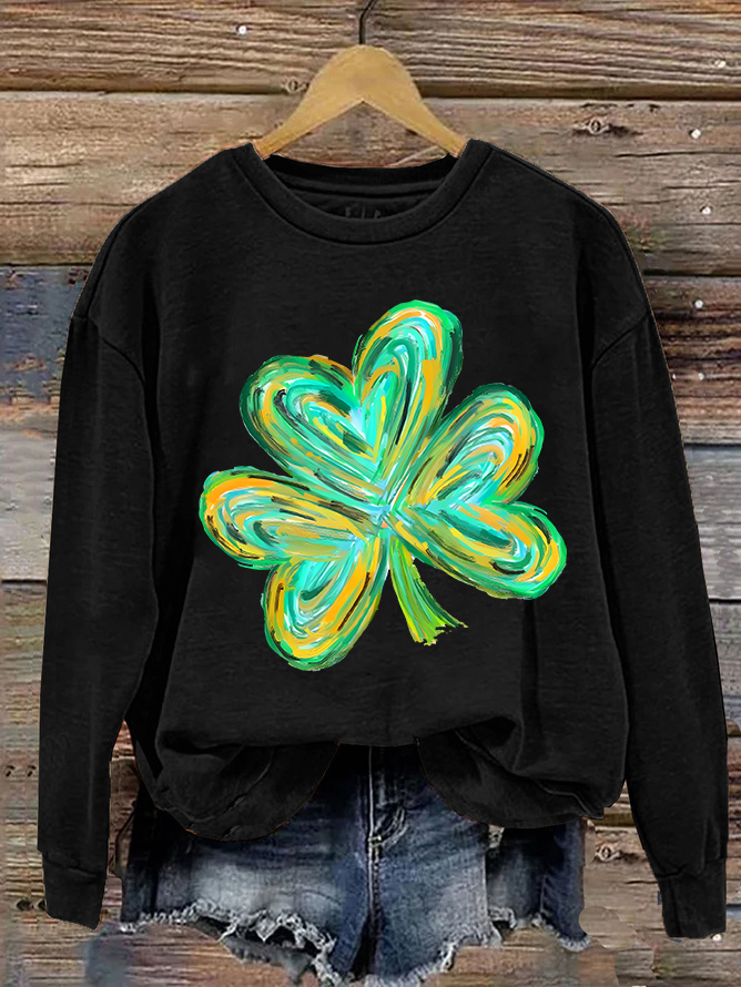 Women's Shamrock Crew Neck Casual Spring/Fall Long Sleeve Sweatshirt