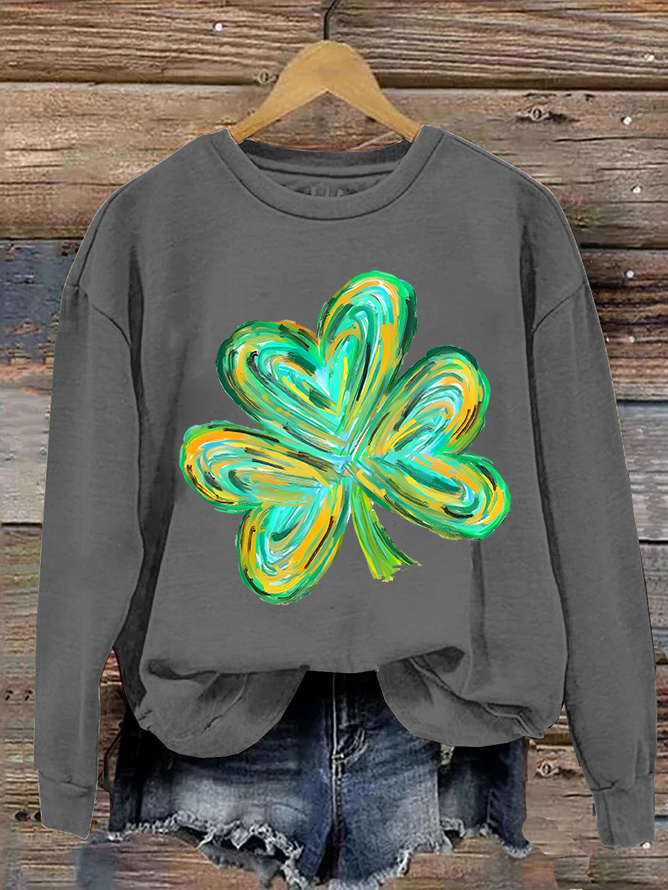 Women's Shamrock Crew Neck Casual Spring/Fall Long Sleeve Sweatshirt