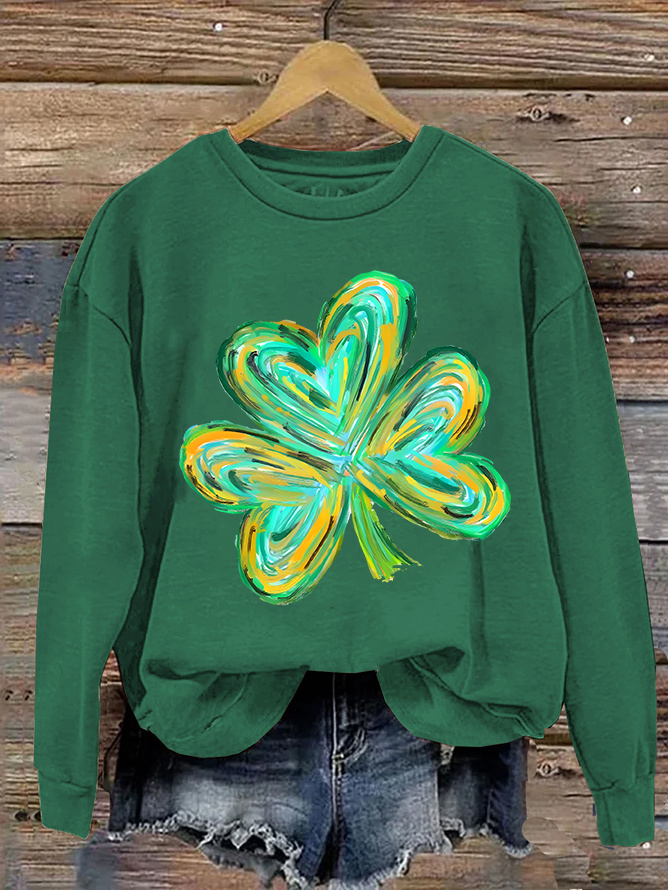 Women's Shamrock Crew Neck Casual Spring/Fall Long Sleeve Sweatshirt