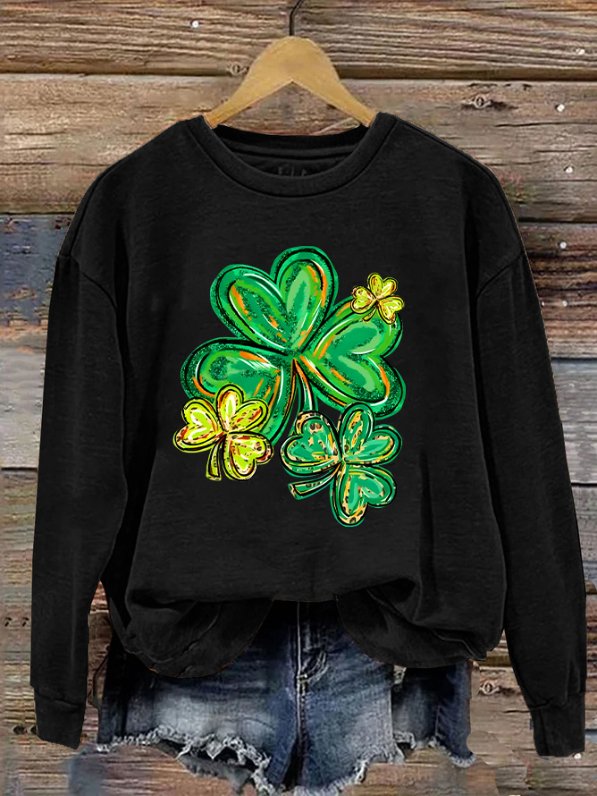 Women's Shamrock Crew Neck Casual Spring/Fall Long Sleeve Sweatshirt