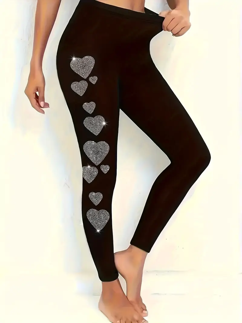 Women's Casual Heart/Cordate Jersey All Season Printing Long Leggings