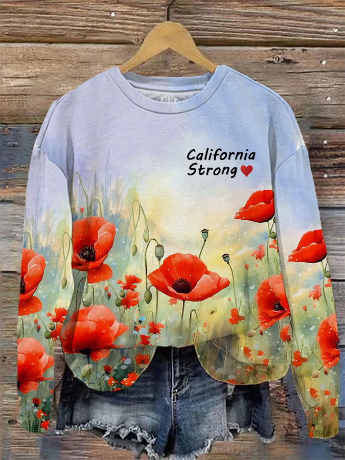 Women's Crew Neck Floral Printing Casual Spring/Fall Long Sleeve Sweatshirt