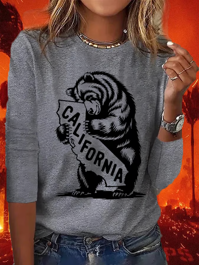 Women's Long Sleeve Tee T-shirt Spring/Fall Animal Printing Crew Neck Casual Top