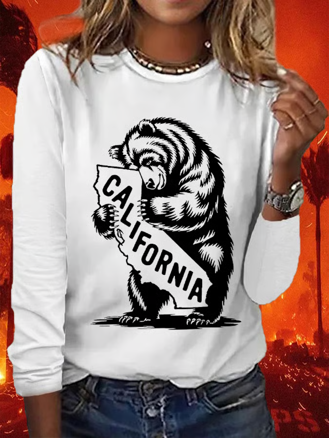 Women's Long Sleeve Tee T-shirt Spring/Fall Animal Printing Crew Neck Casual Top