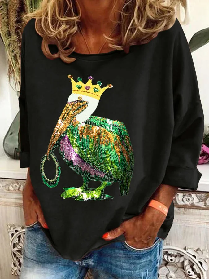 Women's Crew Neck Animal Printing Casual Spring/Fall Long Sleeve Sweatshirt