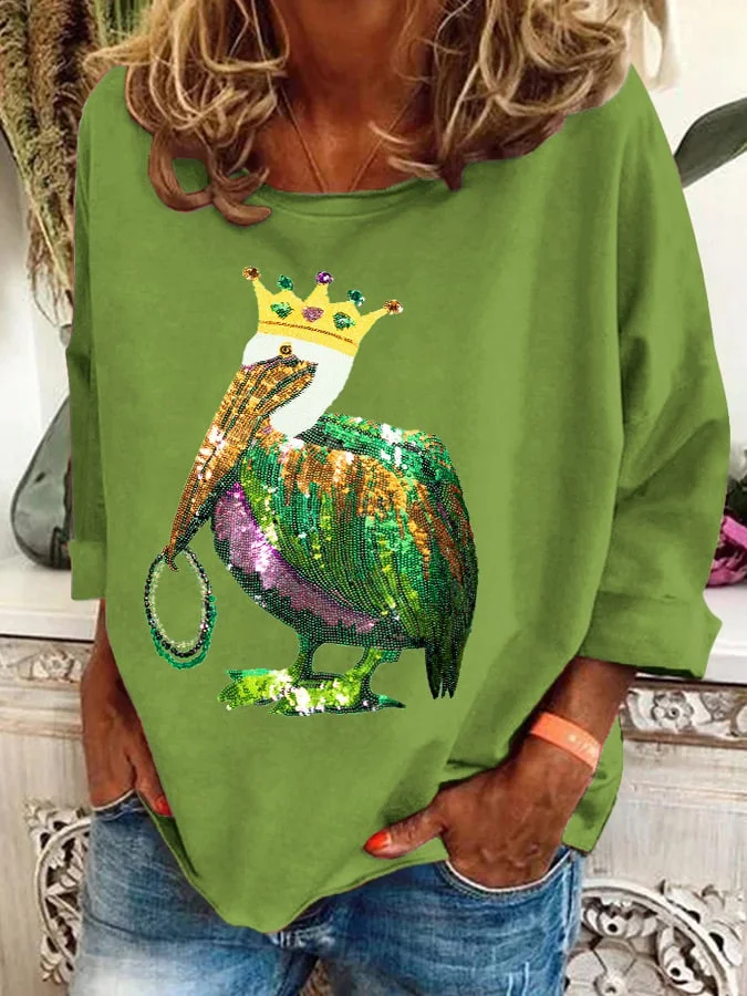 Women's Crew Neck Animal Printing Casual Spring/Fall Long Sleeve Sweatshirt