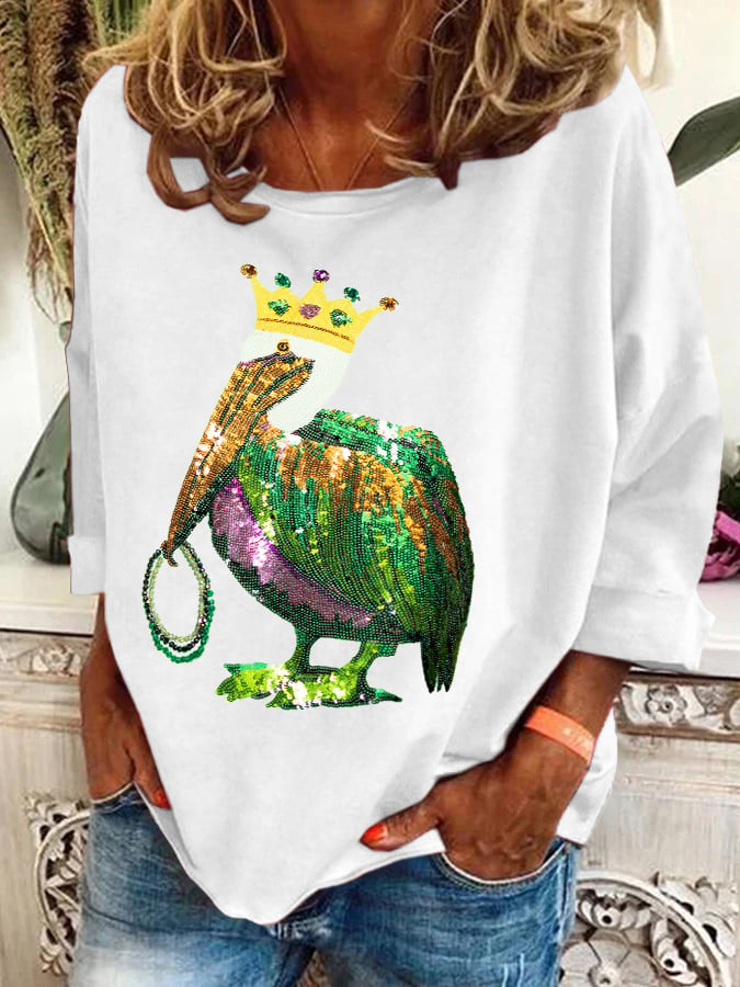 Women's Crew Neck Animal Printing Casual Spring/Fall Long Sleeve Sweatshirt