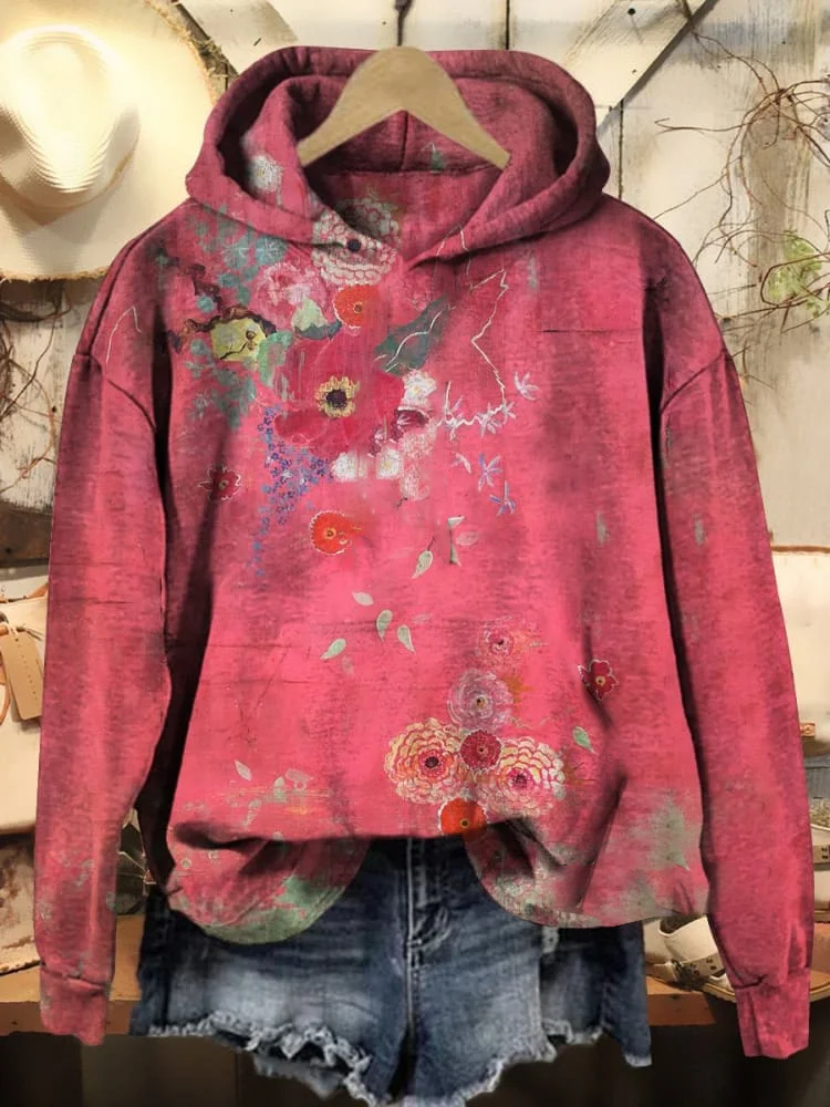 Women's Floral Spring/Fall Printing Long Sleeve Casual Daily Hoodie